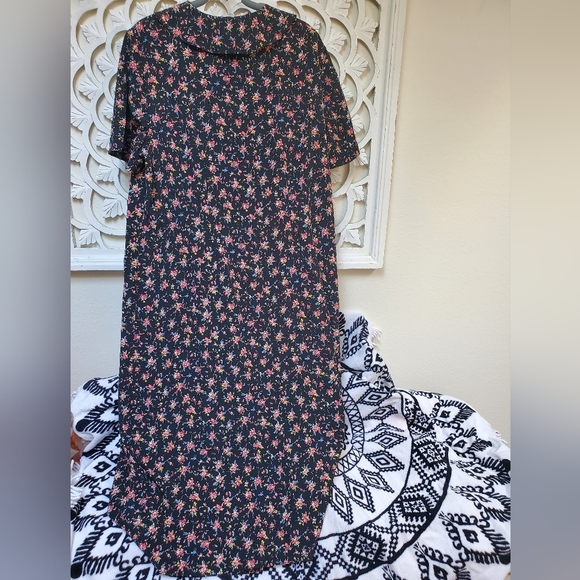 Vintage Black Ditsy Floral Maxi Dress by Kathy Lee Woman 18W - Picture 8 of 10